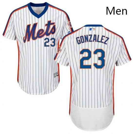 Mens Majestic New York Mets 23 Adrian Gonzalez White Alternate Flex Base Authentic Collection MLB Jersey